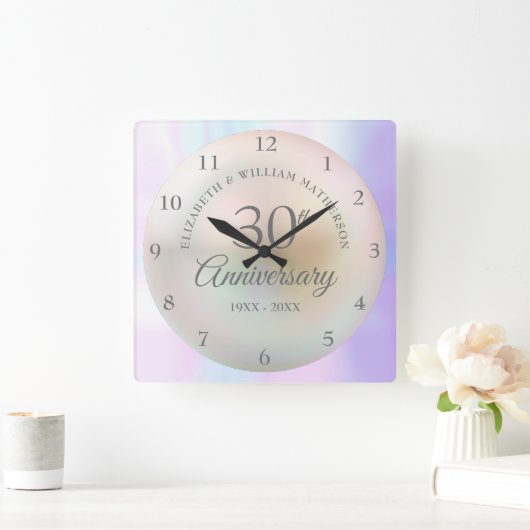 美しい真珠30周年記念 スクエア壁時計 (ホーム)