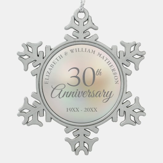 美しい真珠30周年記念 スノーフレークピューターオーナメント (正面)