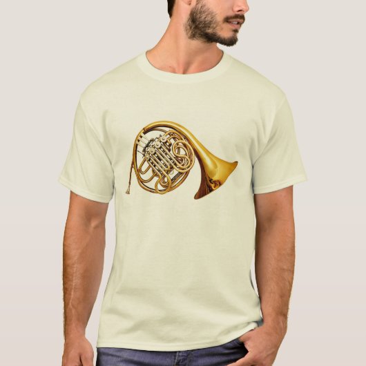 美しい真鍮製フレンチホルン楽器 Tシャツ (正面)
