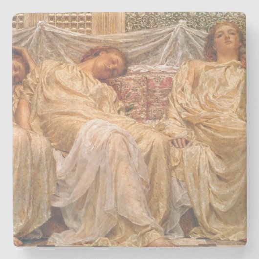 美しい眠い女性（ドリーマー） (ヴィンテージアート) ストーンコースター (正面)