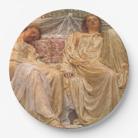 美しい眠い女性(ドリーマー) (ヴィンテージアート) ペーパープレート (正面)