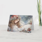 美しい眠れるクリスマスエンジェルの休日 カード (正面)