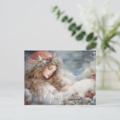 美しい眠れるクリスマス天使 シーズンポストカード (スタンド正面)