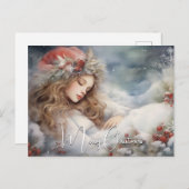 美しい眠れるクリスマス天使 シーズンポストカード (正面/裏面)