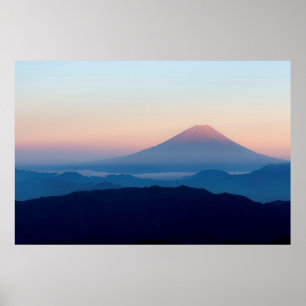 美しい眺め富士山,日本,日の出 ポスター