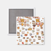 美しい眼鏡、急須、カップなどのデザイン マグネット (正面/裏面)