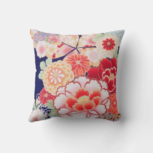美しい着物素晴らしフローラ日本のヴィンテージ クッション (裏面)