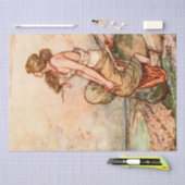 美しい瞑想的レディヴィンテージイラストレーション 薄葉紙 (クラフト)