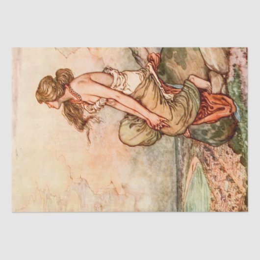 美しい瞑想的レディヴィンテージイラストレーション 薄葉紙 (正面)