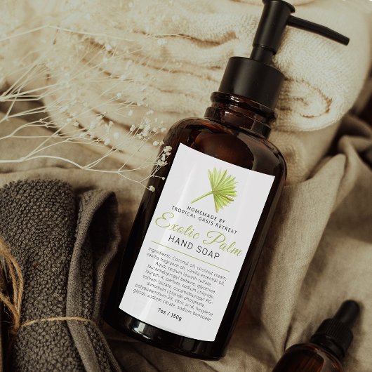 美しい石鹸ラベル熱帯のパームのロゴまたはカスタム フードラベル