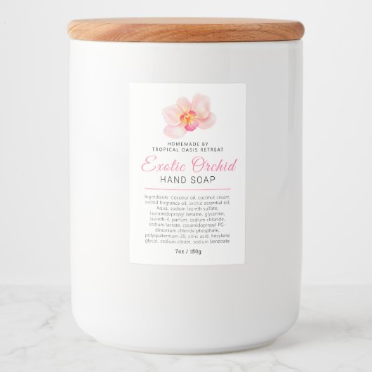 美しい石鹸ラベル熱帯蘭のロゴまたはカスタム フードラベル (正面)