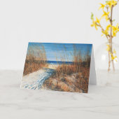 美しい砂丘ビーチ絵画のグリーティングカード カード (黄色い花)