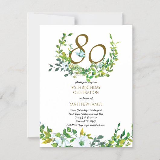 美しい磁気80th誕生日招待状リービー マグネット招待状 (正面)