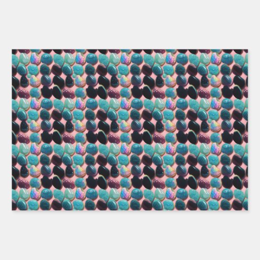 美しい磨かれた岩の繰り返しパターン ラッピングペーパーシート (正面)