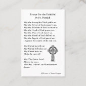 美しい祈りの言葉が付いているセントパトリックの神聖なカード 名刺 (裏面)