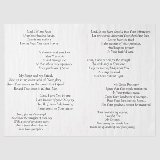 美しい祈りの言葉デコップティッシュ 薄葉紙 (正面)