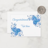 美しい祝福ブルーバラ ノートカード (正面/裏面インサイチュ)