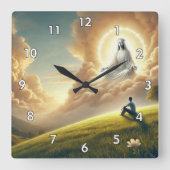 美しい神が子どもを見守る スクエア壁時計 (正面)