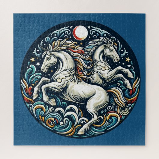 美しい神秘的な馬たち "28 " ジグソーパズル (縦)