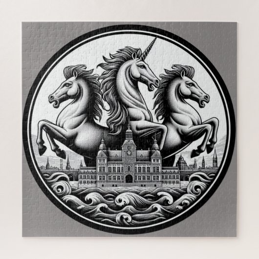 「美しい神秘的な馬」 17 ジグソーパズル (縦)