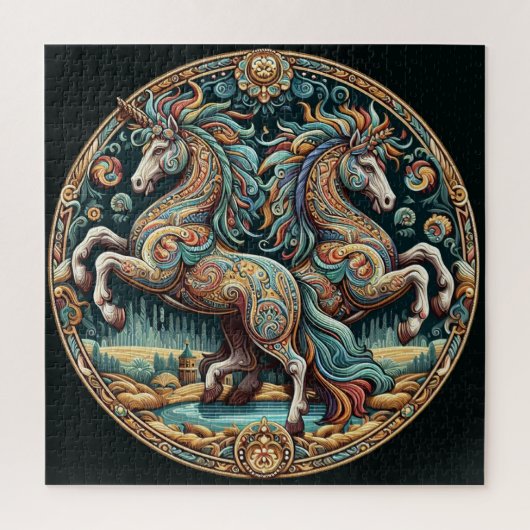 「美しい神秘的な馬」 25 ジグソーパズル (縦)