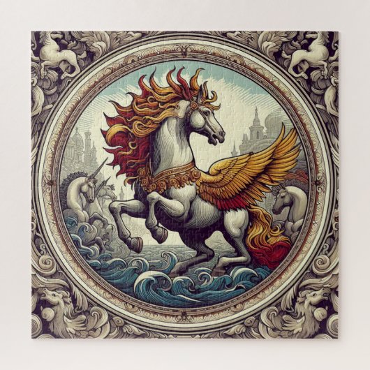 「美しい神秘的な馬」 46 ジグソーパズル (縦)