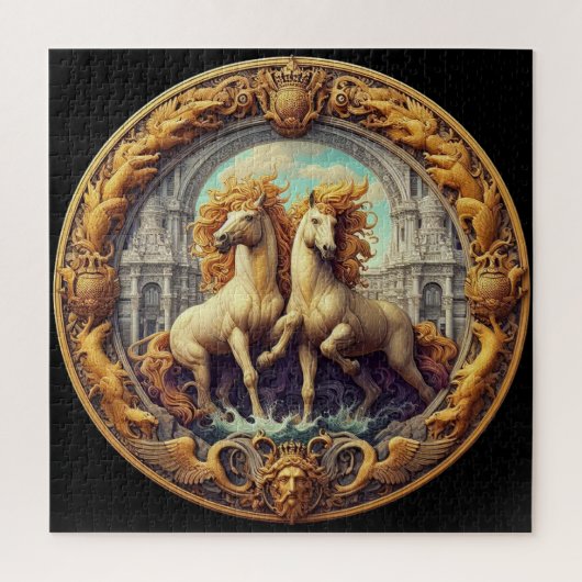 「美しい神秘的な馬」 48 ジグソーパズル (縦)