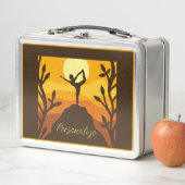 美しい禅ヨガ瞑想サンセットパーソナライズされた メタルランチボックス (インサイチュ)