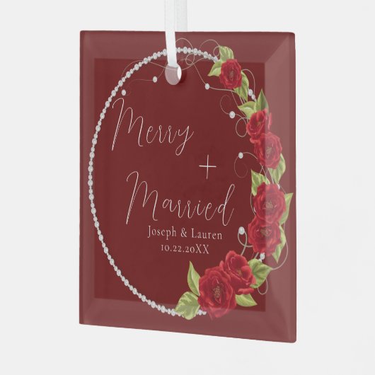 美しい私たちの初めてのクリスマス結婚した ガラスオーナメント (正面左)