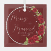美しい私たちの初めてのクリスマス結婚した ガラスオーナメント (正面)