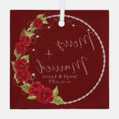 美しい私たちの初めてのクリスマス結婚した ガラスオーナメント (裏面)