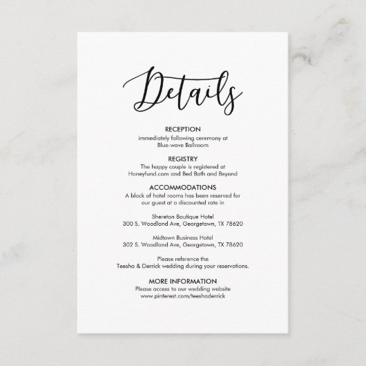 美しい私結婚たちの詳細ブモダンラエレガントック エンクロージャーカード (正面)