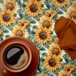 美しい秋のひまわり テーブルクロス