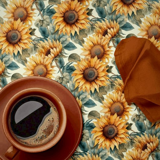 美しい秋のひまわり テーブルクロス