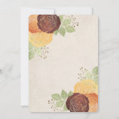 美しい秋のバラ – 日付を保存 招待状 (裏面)