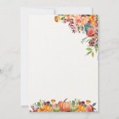 美しい秋のベビーシャワーの招待状、 招待状 (裏面)