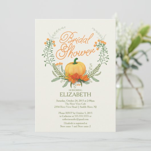 美しい秋のリースブライダルシャワー招待 招待状 (スタンド正面)