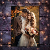 美しい秋のヴィンテージフローラ秋の結婚式写真 サンキューカード