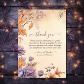 美しい秋のヴィンテージフローラ秋の結婚式写真 サンキューカード