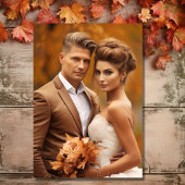美しい秋のヴィンテージ秋の結婚式写真 サンキューカード