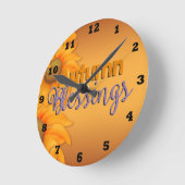 美しい秋の恵みウォールクロック ラウンド壁時計 (傾斜)