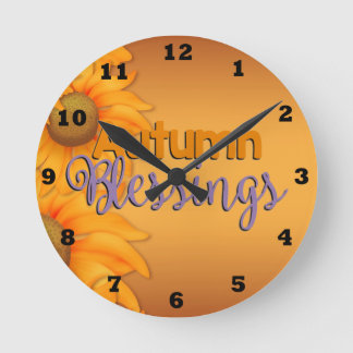 美しい秋の恵みウォールクロック ラウンド壁時計