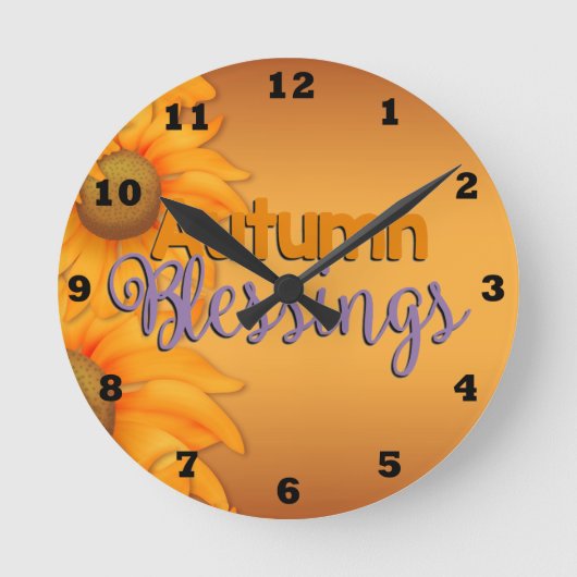 美しい秋の恵みウォールクロック ラウンド壁時計 (正面)