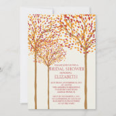 美しい秋の木々のブライダルシャワーへの招待 招待状 (正面)