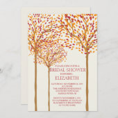 美しい秋の木々のブライダルシャワーへの招待 招待状 (正面/裏面)