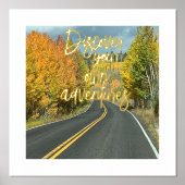 美しい秋の木並みが続く曲がり道の写真 箔ポスター (正面)