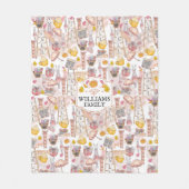 美しい秋の水の色の家族名 フリースブランケット (正面)