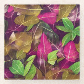 美しい秋の紅葉模様 ガラスコースター (正面)