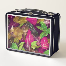 美しい秋の紅葉模様 メタルランチボックス