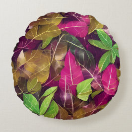 美しい秋の紅葉模様 ラウンドクッション